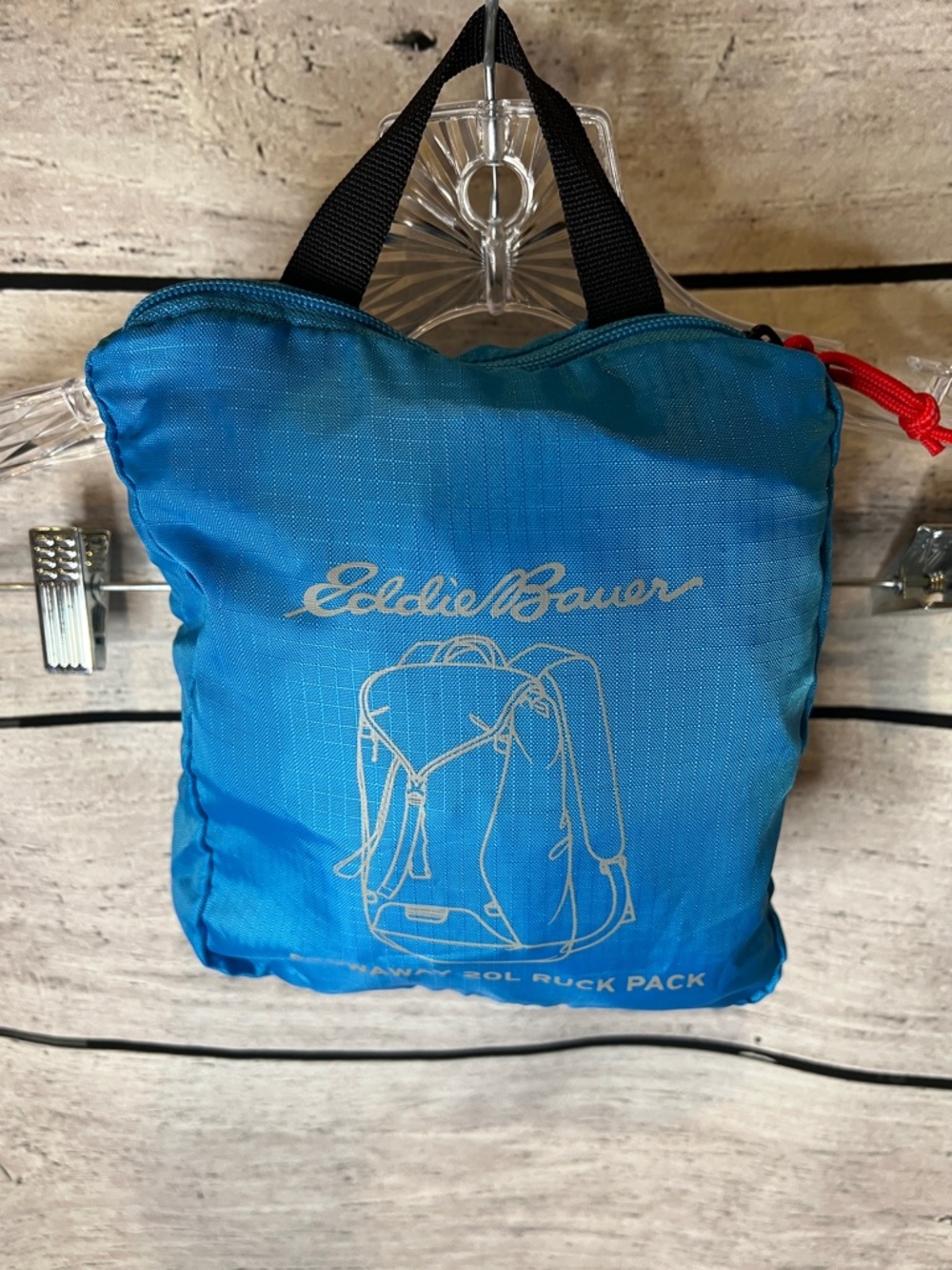 Eddie Bauer 20L Stowaway Ruck Pack Bright Blue Backpack Travel Hiking Compact - Picture 6 of 6